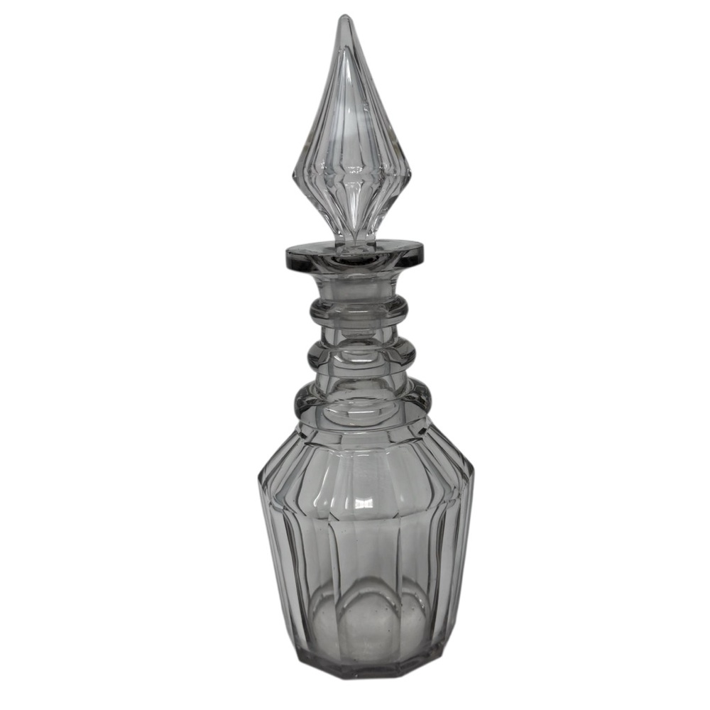 Antique Glass Three-ring Neck Decanter with a Steeple Stopper